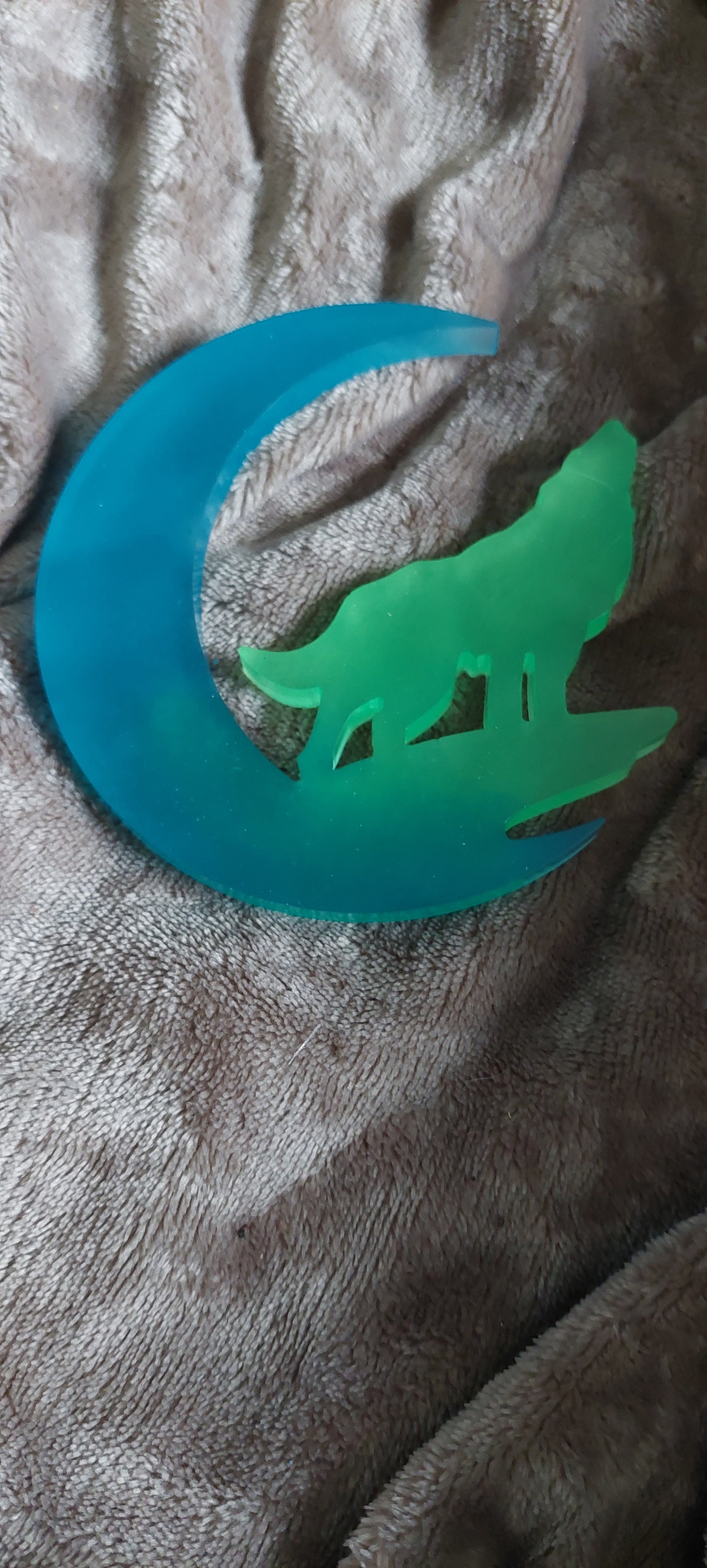Resin Moon with Wolf