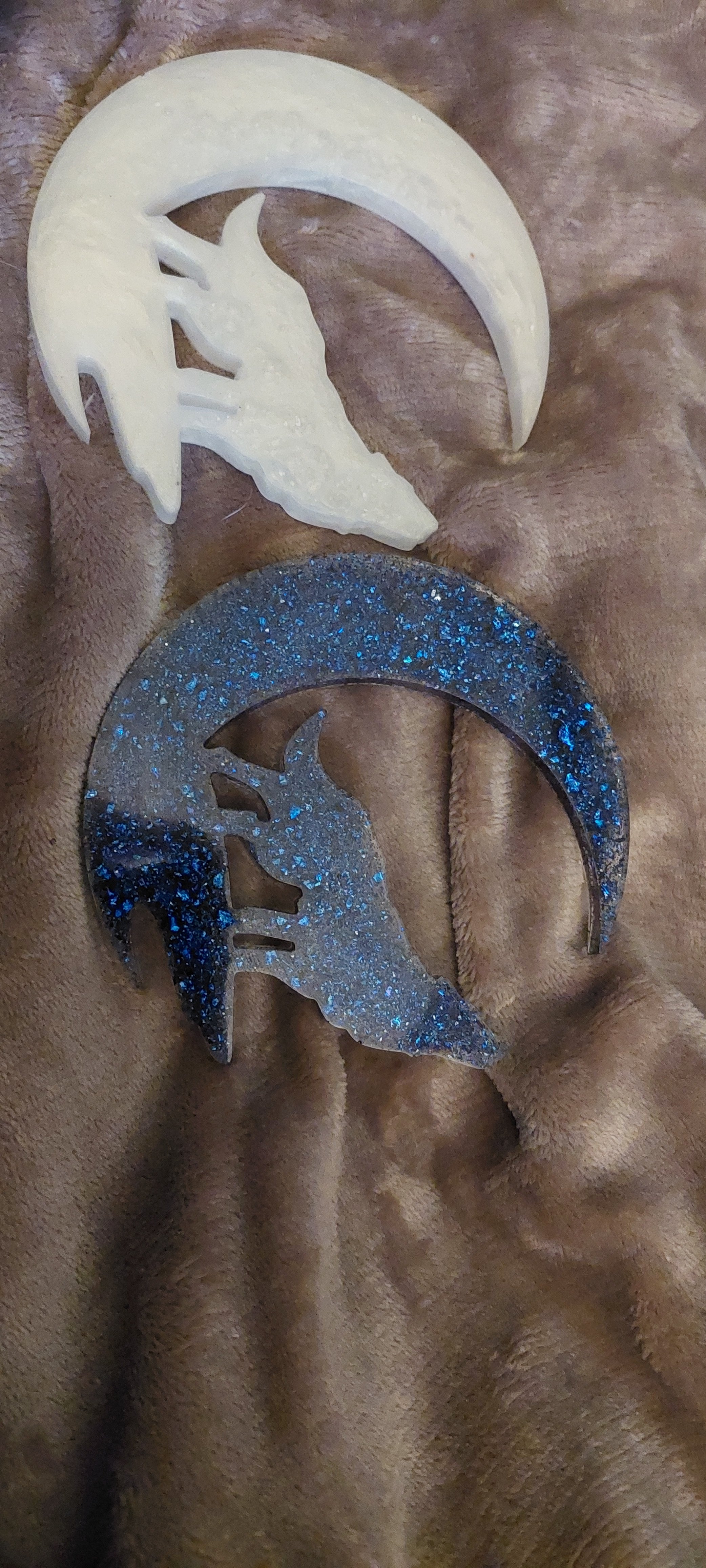 Resin Moon with Wolf