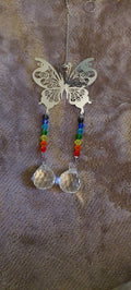 Butterfly Sun Catcher with Double Ball Dangle