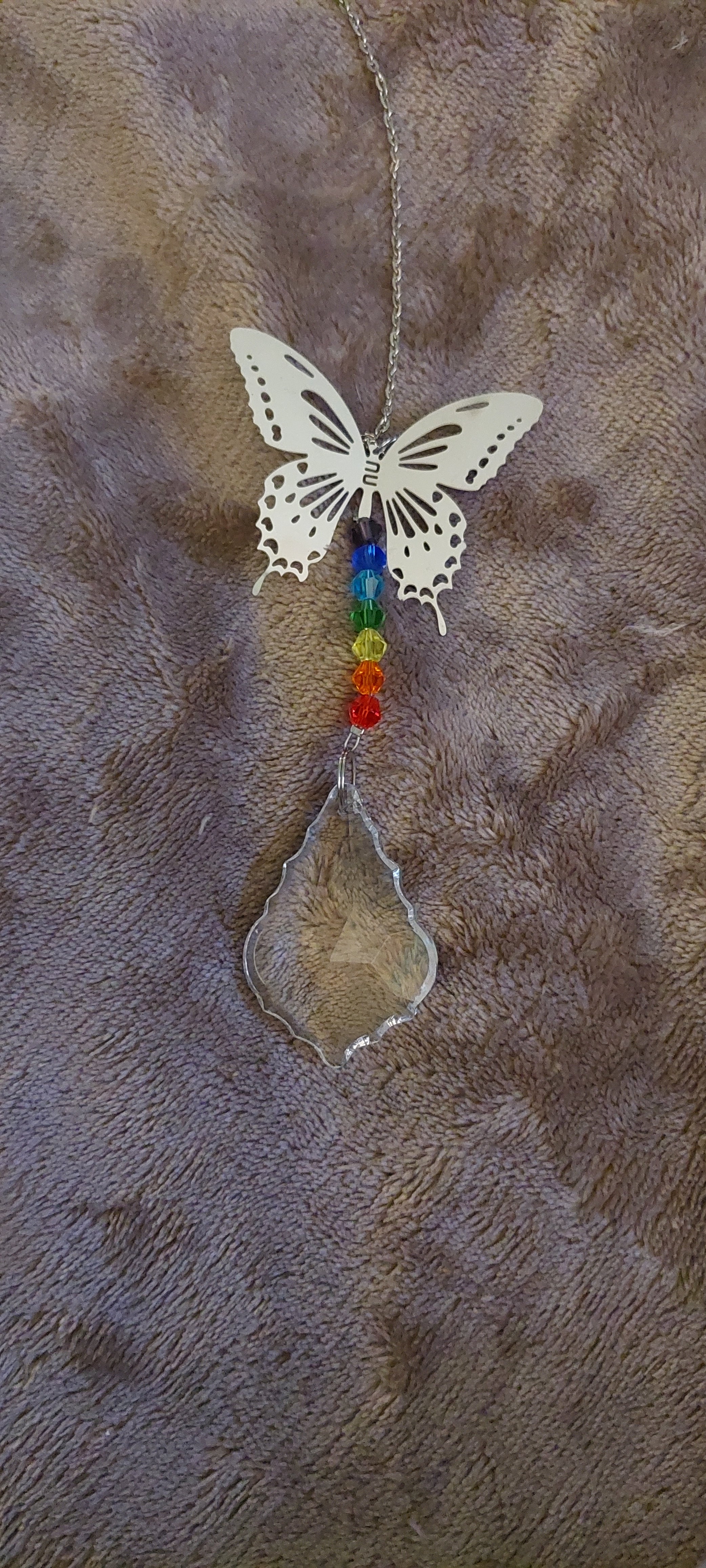 Butterfly Sun Catcher with Tear Drop Dangle