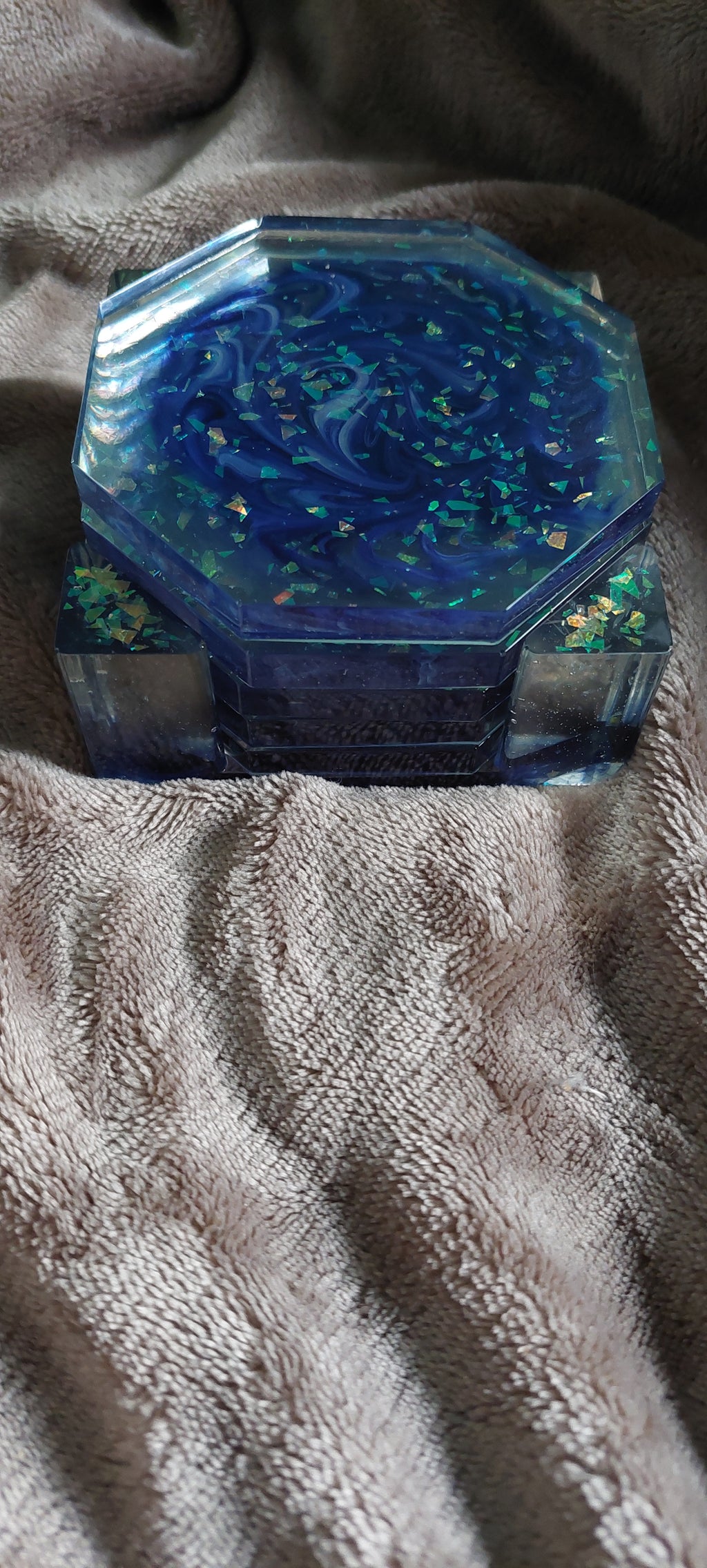 Resin Octagon Coaster Set – Base + 5 Coasters