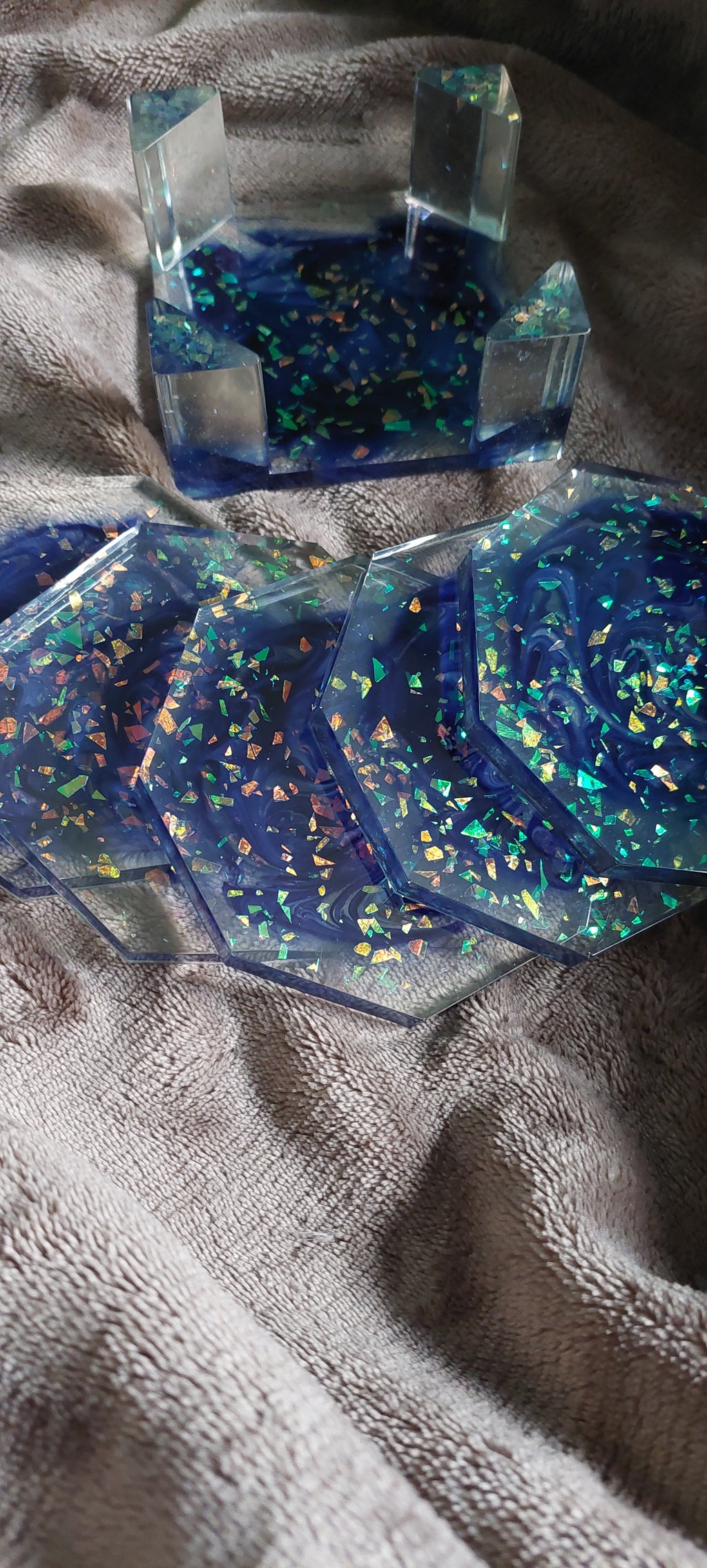 Resin Octagon Coaster Set – Base + 5 Coasters
